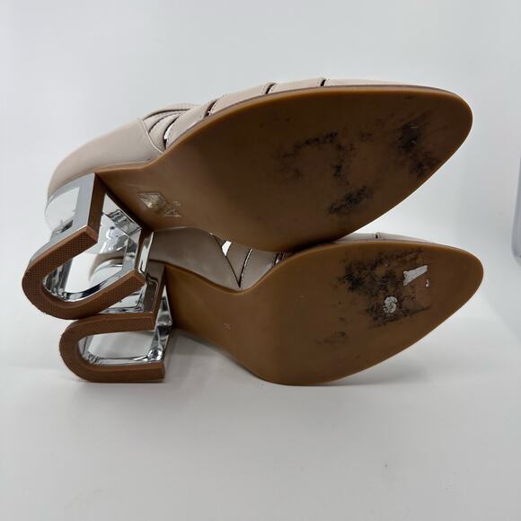 Jeffrey Campbell Karlen Sandal Cut Out Back Zip Ankle Boots WMNS US9 Tan/Silver - Picture 6 of 7